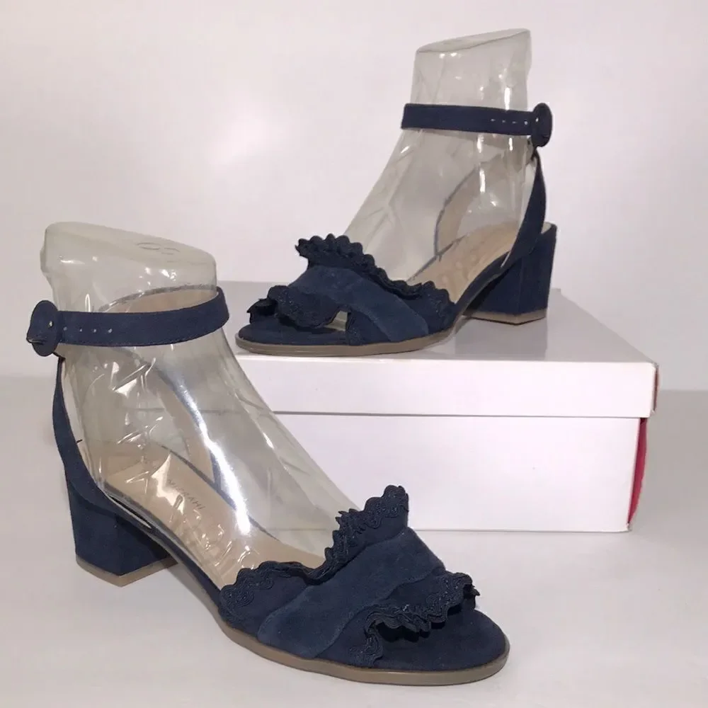 Isaac Mizrahi Live! Suede Block Heel Sandals